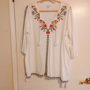 j.jill XL white floral tunic